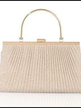 Glitter Evening Clutch with Chain Strap Formal Handbag
